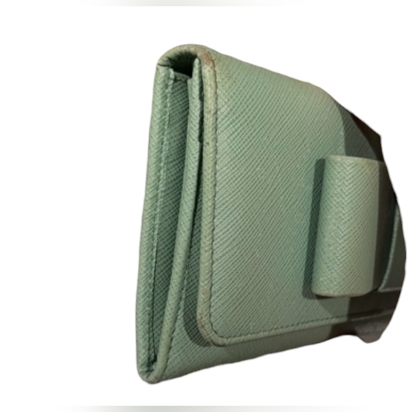 PRADA Green Fiocco Bow Saffiano Leather Long Wallet - Picture 3 of 9